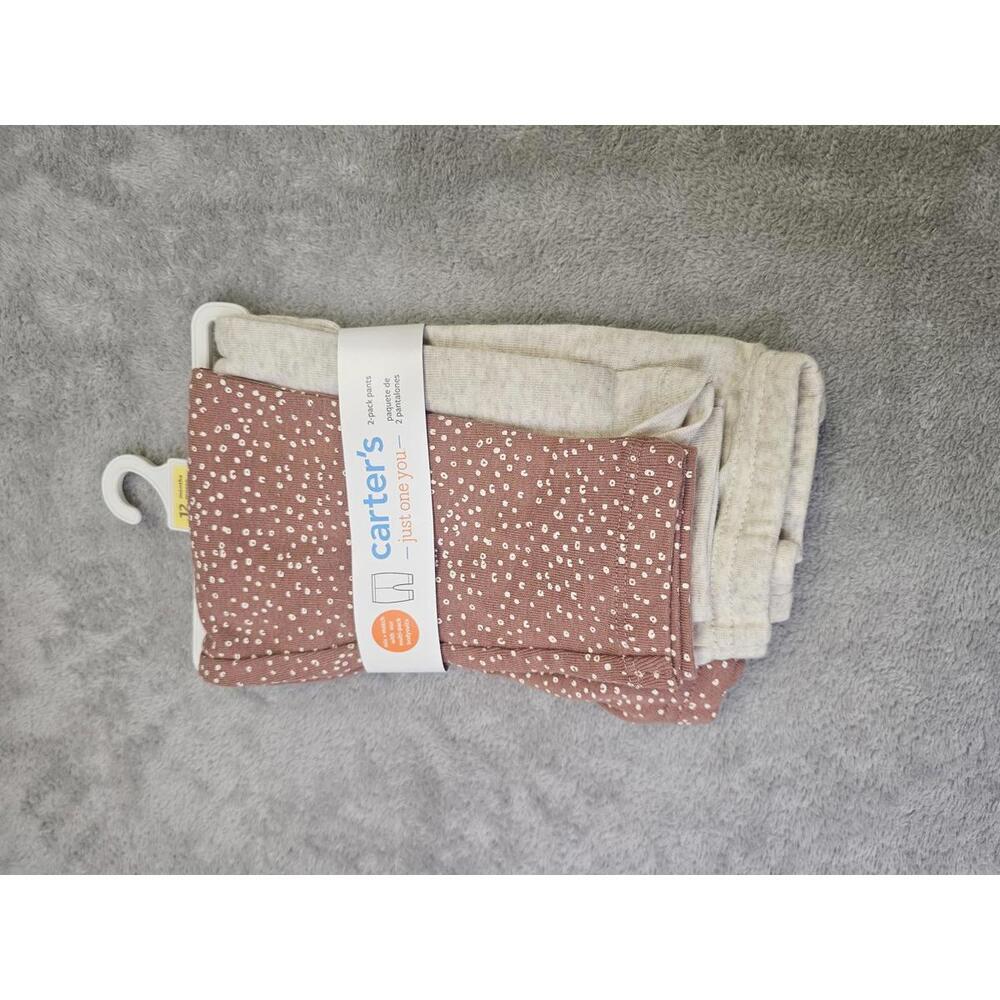New Carters 12m Elastic Waistband Band Pants 2pk Asst Color